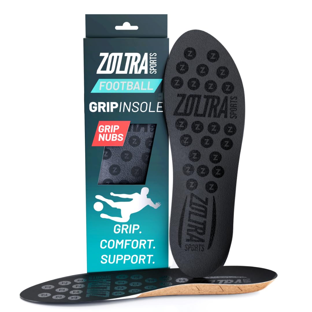 Zoltra Grip Einlegesohle Fußball I Antirutsch Sohle für besseren Halt im Schuh I Schützt vor Blasen I Gr. von 38 bis 47