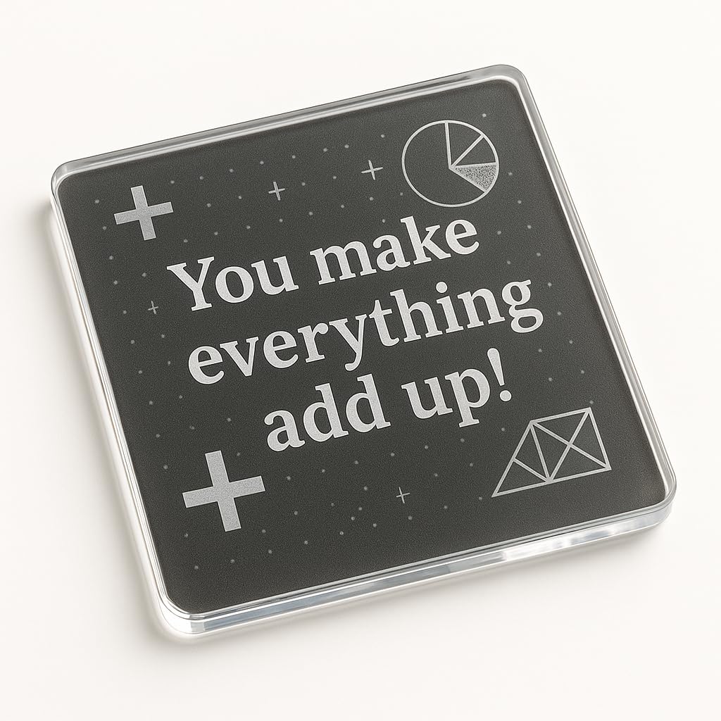 The Plum Penguin Maths Teacher Elegant Acrylic Coaster Gift For - End Of Term Appreciation Unique Present With Sophisticated Mathematical Design