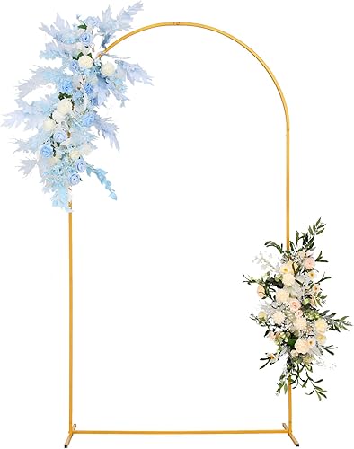 Soporte de telón de fondo de arco de boda de 7.2 pies, arco de globos de metal dorado cuadrado para ceremonia, cumpleaños, fiesta, reunión de