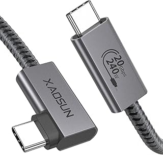 240W USB C to USB C Cable Cable 6.6ft, Right Angle 90 Degree USB C 3.2 Gen 2 Datat Cable 20Gbps Data Transfer, 4K Video Output Compatible with iPhone 15 pro max MacBook ipad Monitor SSD Samsung