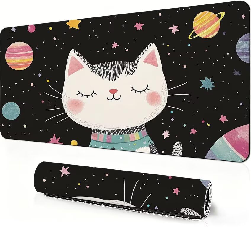 Tapis de souris XXL gaming chat ciel étoilé base caoutchouc DZ-655