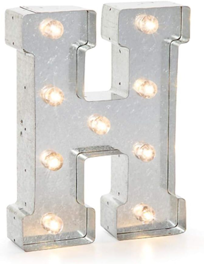 Silver Metal Marquee Letter – H - 9.87” Tall, Galvanized Silver Finish