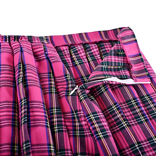 Image of Sunny Fashion Girls Skirt Kids School Uniform Set Red Tartan Pleated Hem Skirt