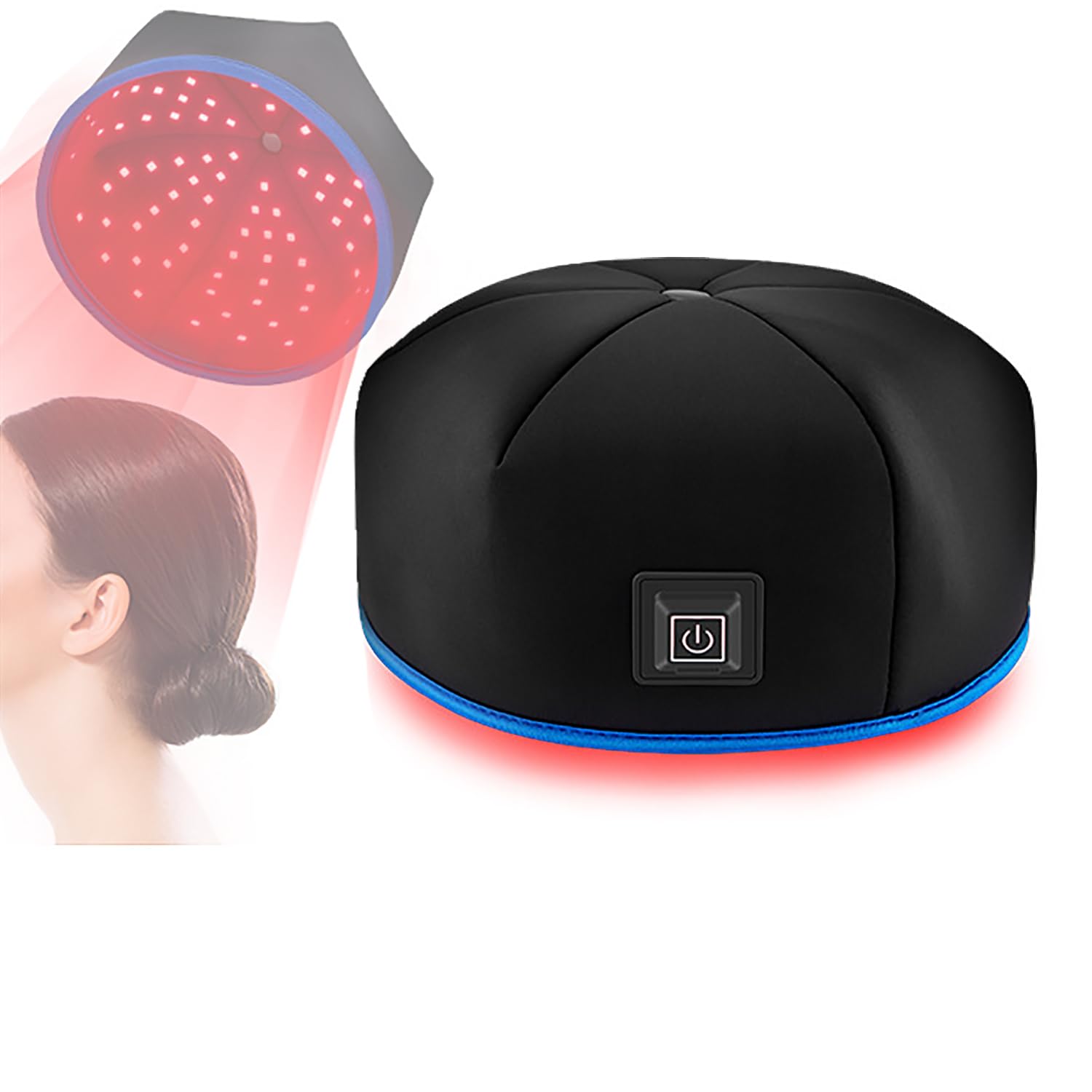 Gorro De Terapia Con Luz Roja LED, Gorro De Terapia Con Luz Infrarroja Para Prevención De La Caída Del Cabello, Modo De Terapia De Luz De 3 Engranajes, Diámetro De La Tapa 21,5 Cm/8,46 Pulgadas
