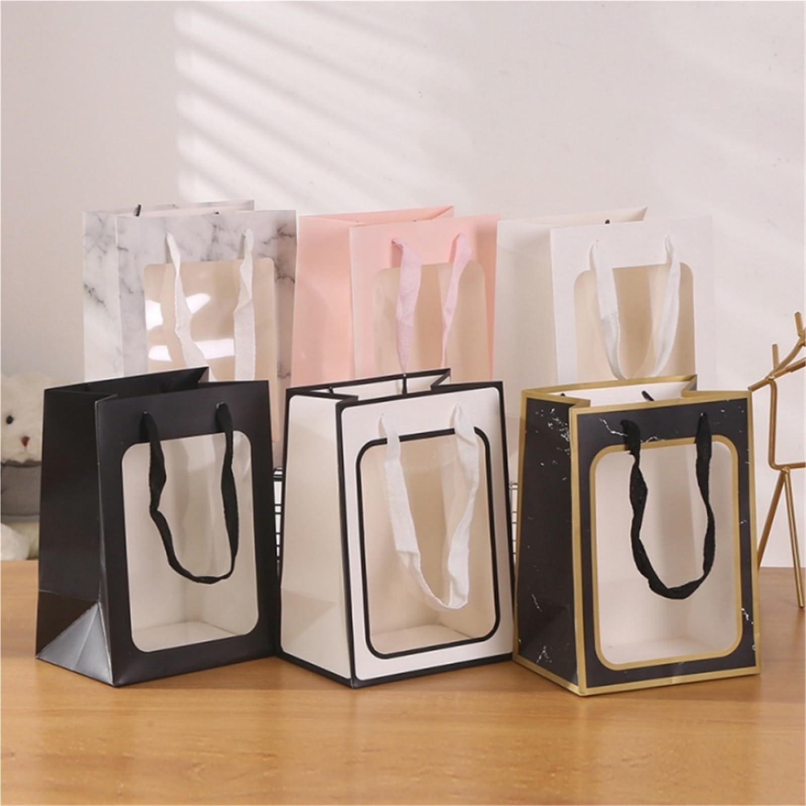 12 sacchetti regalo in carta kraft(Red,30x20x16)