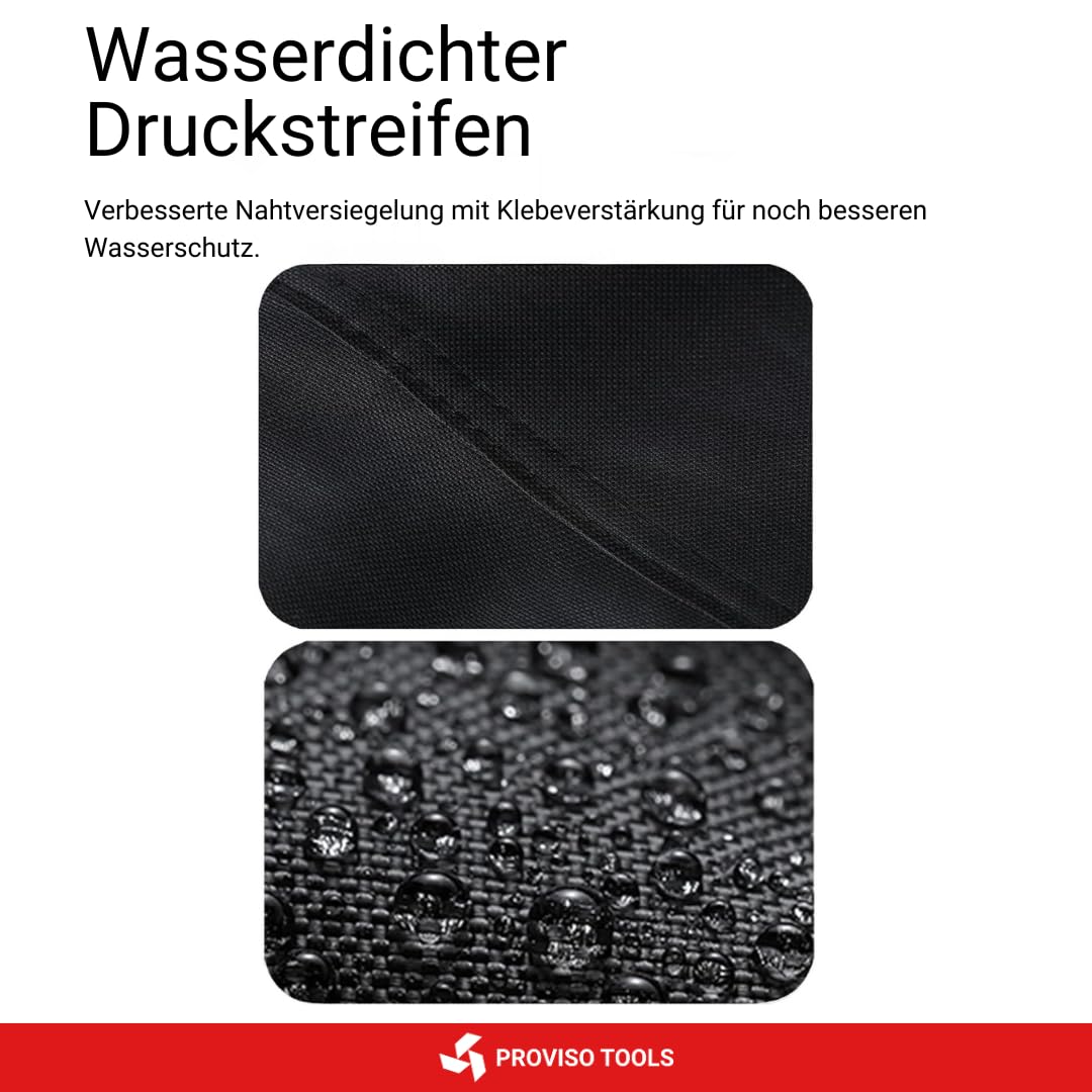 PROVISO TOOLSAbdeckplane Rasentraktor 183x137x117 cm, Aufsitzrasenmäher Abdeckung Wasserdicht – 420D Oxford Schutzhülle für Aufsitzmäher, Rasenmäher Traktor & Anhänger, Garage Zubehör, Schwarz