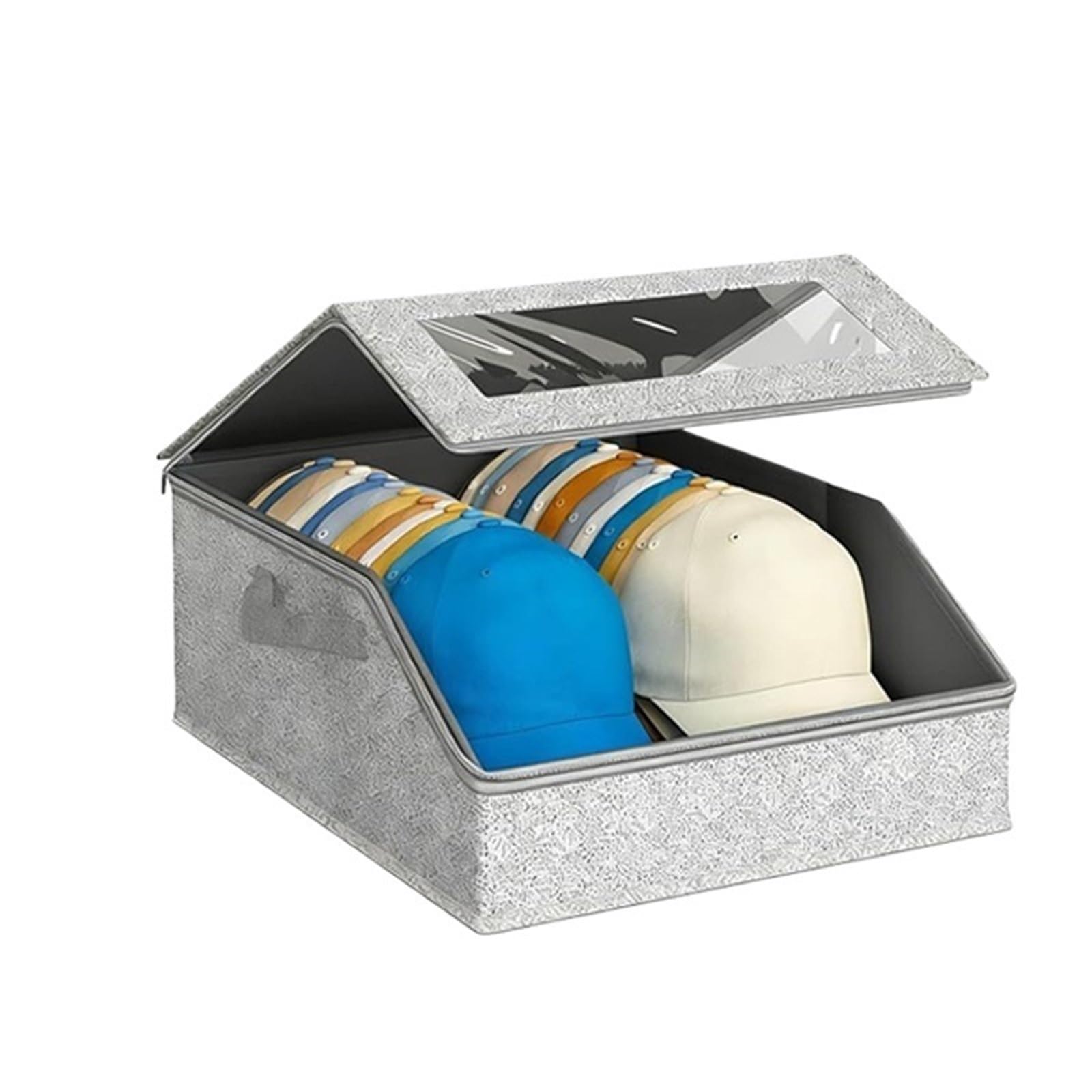 YAOHY Hat Storage for Baseball Caps, Stackable Hat Organizer with Clear Window, for Closet, Bedroom, Wide Hat Box with Cardboard