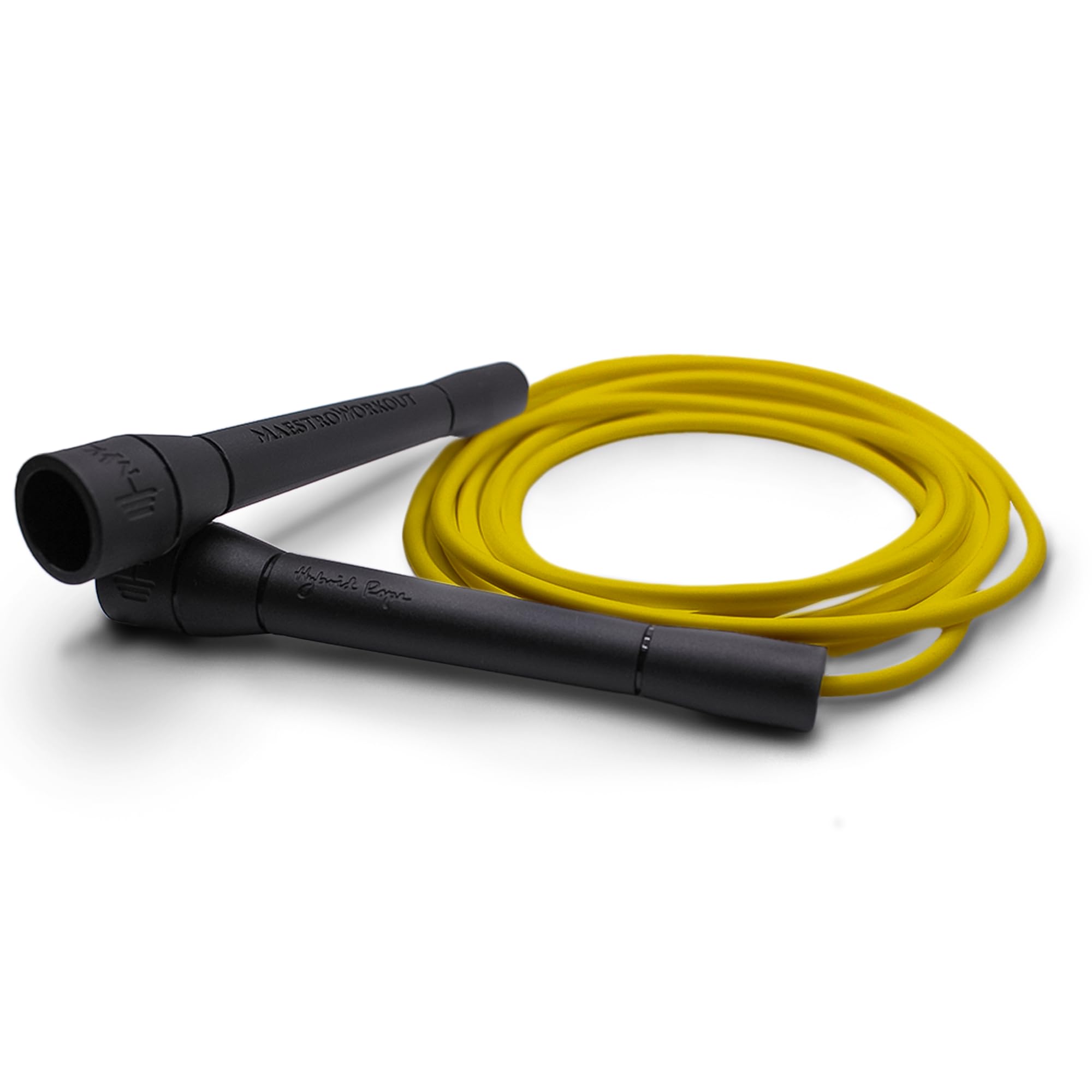 Hybrid Rope Pro Speed Jump Rope - 5mm PVC Skipping Rope with Premium Pro Handles - Adjustable Speed Rope for Cardio, Footwork, Boxing, Endurance and Home Workouts (Yellow)