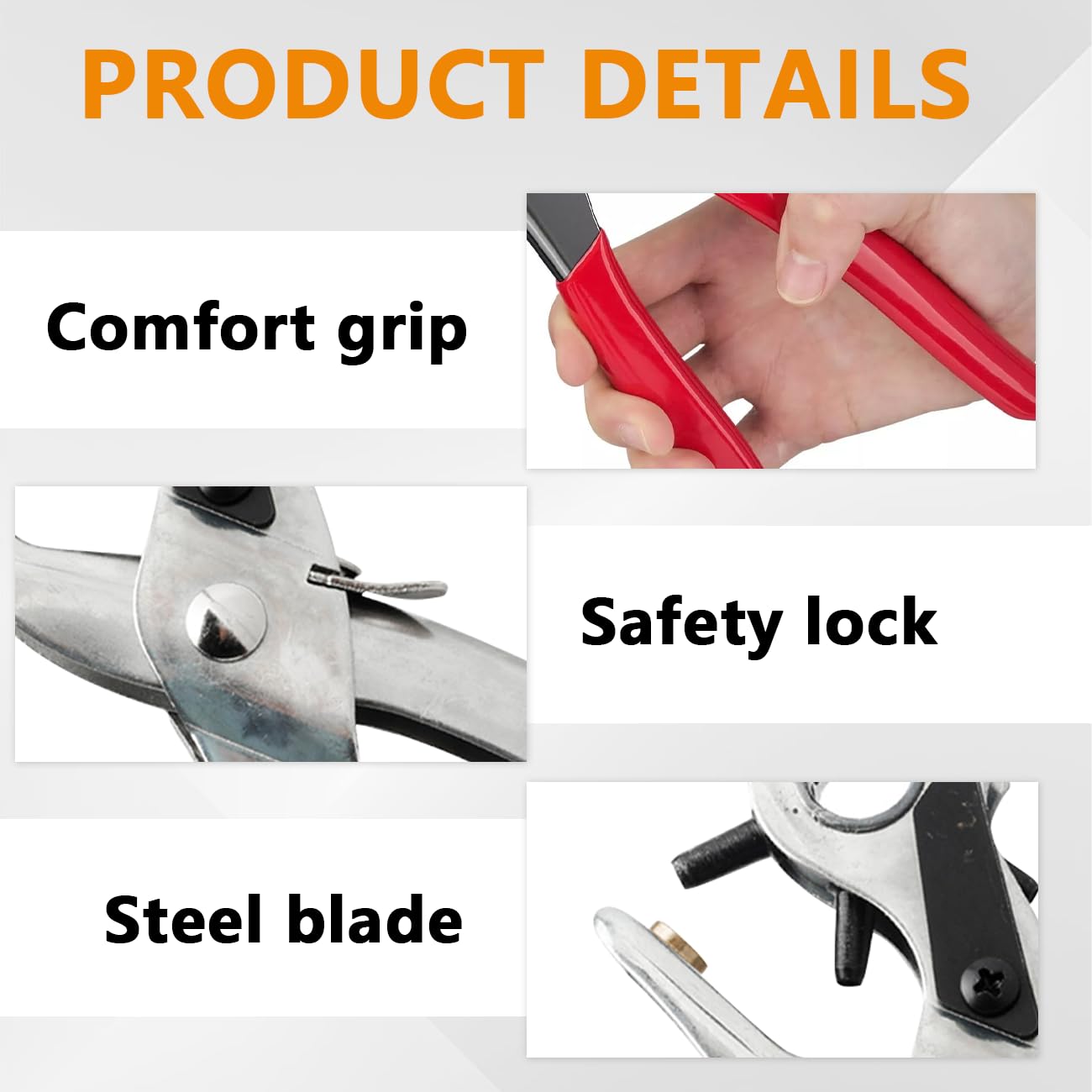 Leather Hole Punch Belts Super Heavy Duty Rotary Puncher, 6 Hole Sizes Maker Tool Watch Bands, Straps, Dog Collars, Saddles - Image 2