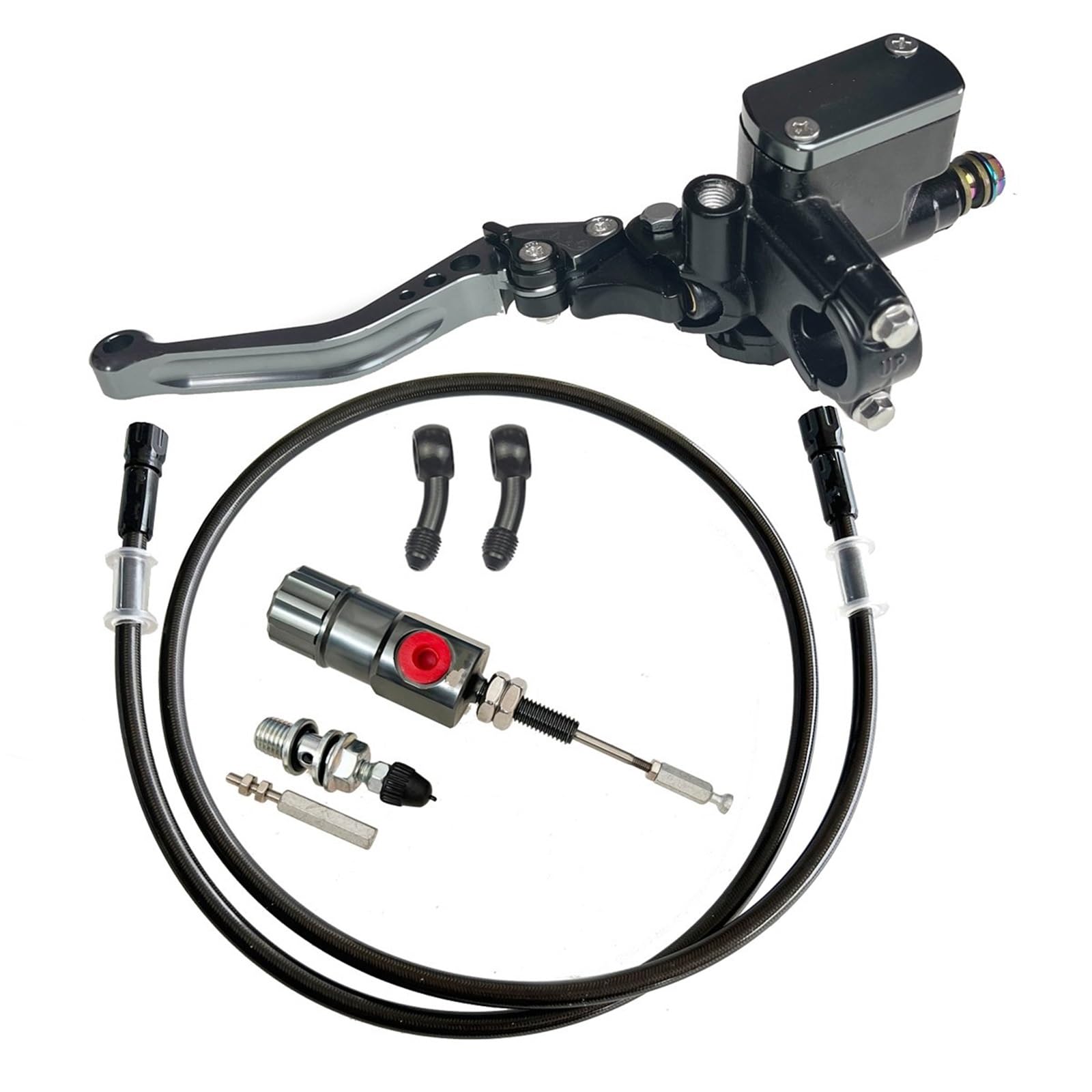 Iukmr Grey Clutch Set Motorcycle Clutch Brake Lever 14Mm Piston Motorcycle Hydraulic Clutch Kit Brake Master Cylinder 1200Mm Hose(Grey Clutch Set)