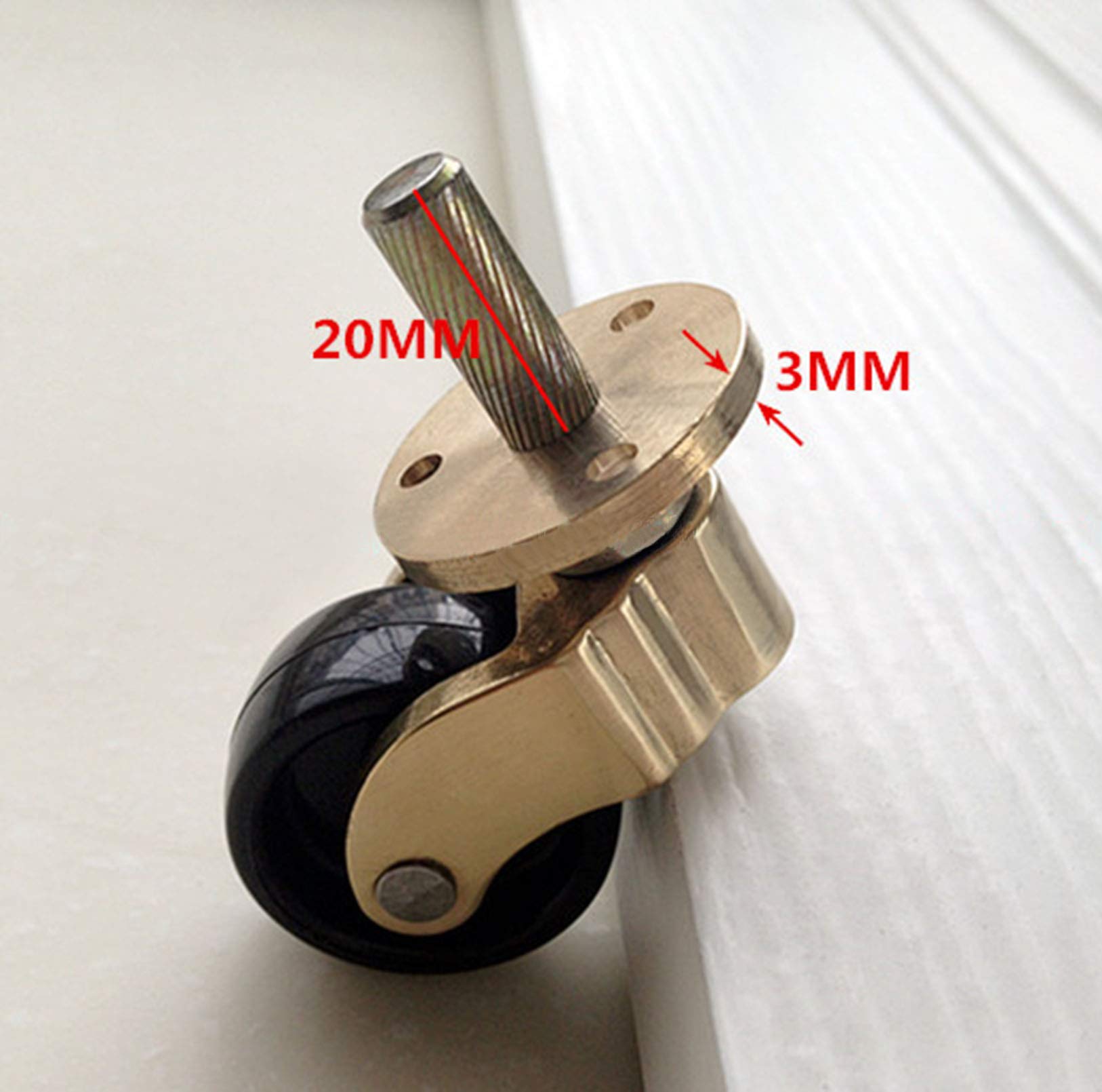 Rotelle Universali per Mobili in Ottone Massiccio x4,Ruote Girevoli in Nylon Stile Antico,Rotelle Resistenti per Divani,Tavolino da Caffè,Attacco a Pistone,Carico 200Kg