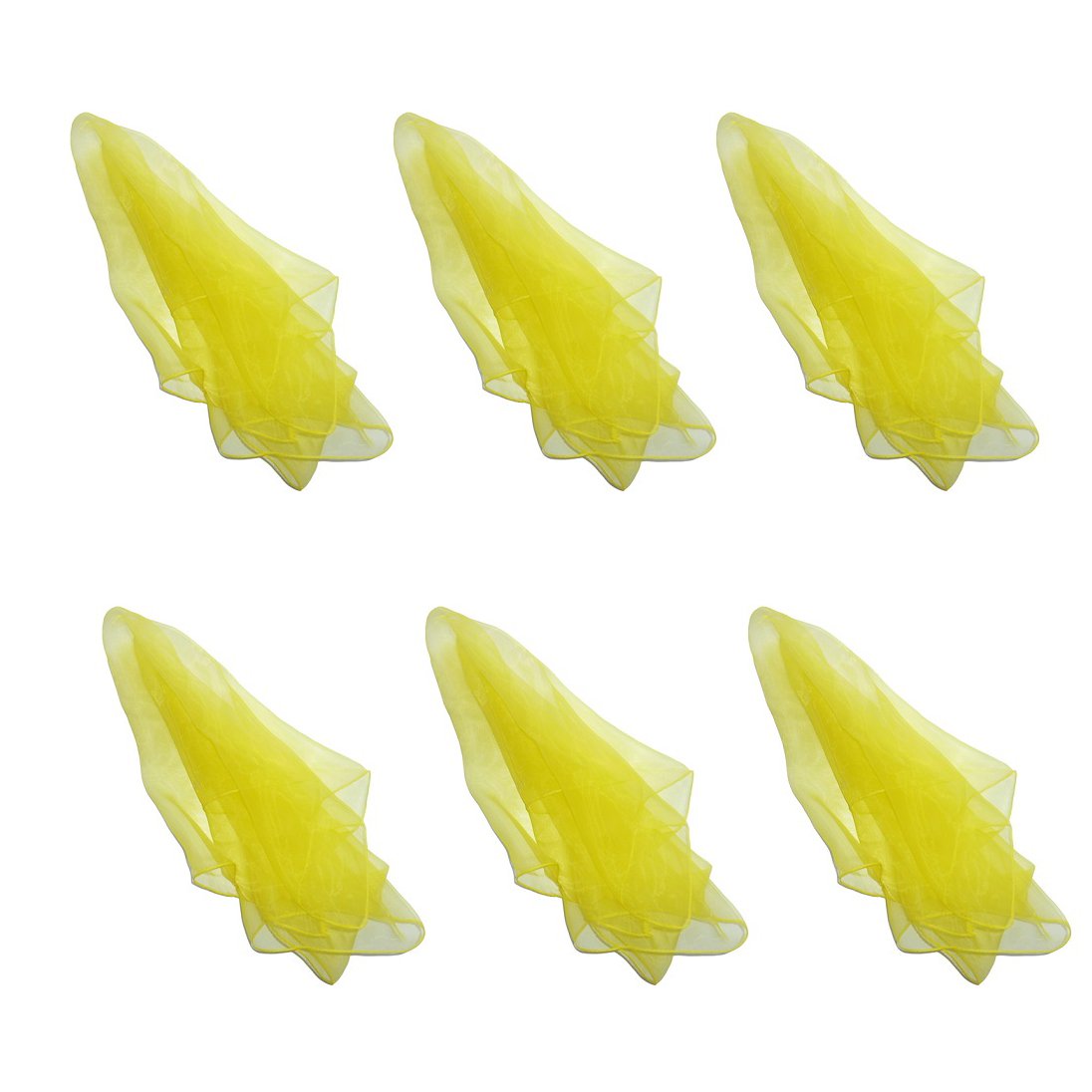Hoerev Pack of 6,60cmx60cm Clothing Dancing Juggling Scarves For Decoration Colours Scarves,Yellow
