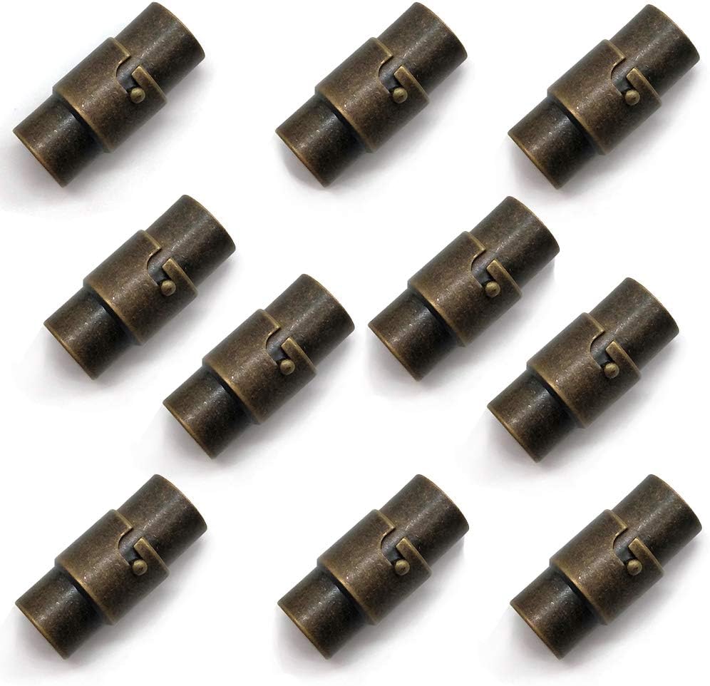 MOAMUN 10PCS Black Cord End Caps Bracelet End Caps Locking Bracelet Rope End Cap Cord Ends (Bronze, 5 mm)