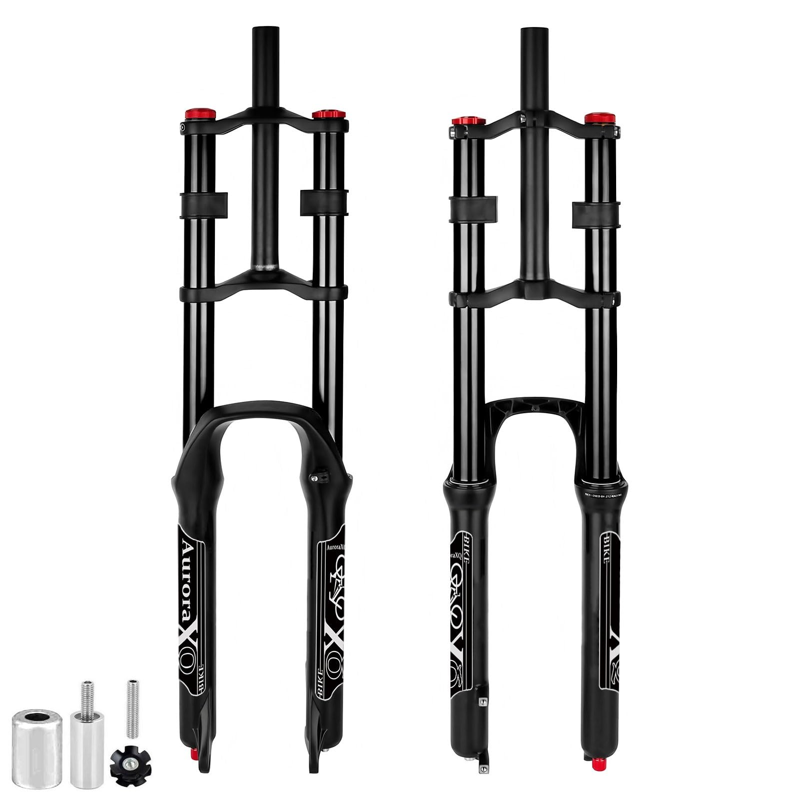 WIQUYBML AuroraXQ 26 27.5 Travel 160mm Double Crown DH Downhill Bike Suspension Fork, QR 9x100mm AIR-32 1-1/8 Rebound Adjust Straight Tube 29 MTB Air Front Forks(Black,29 inch)