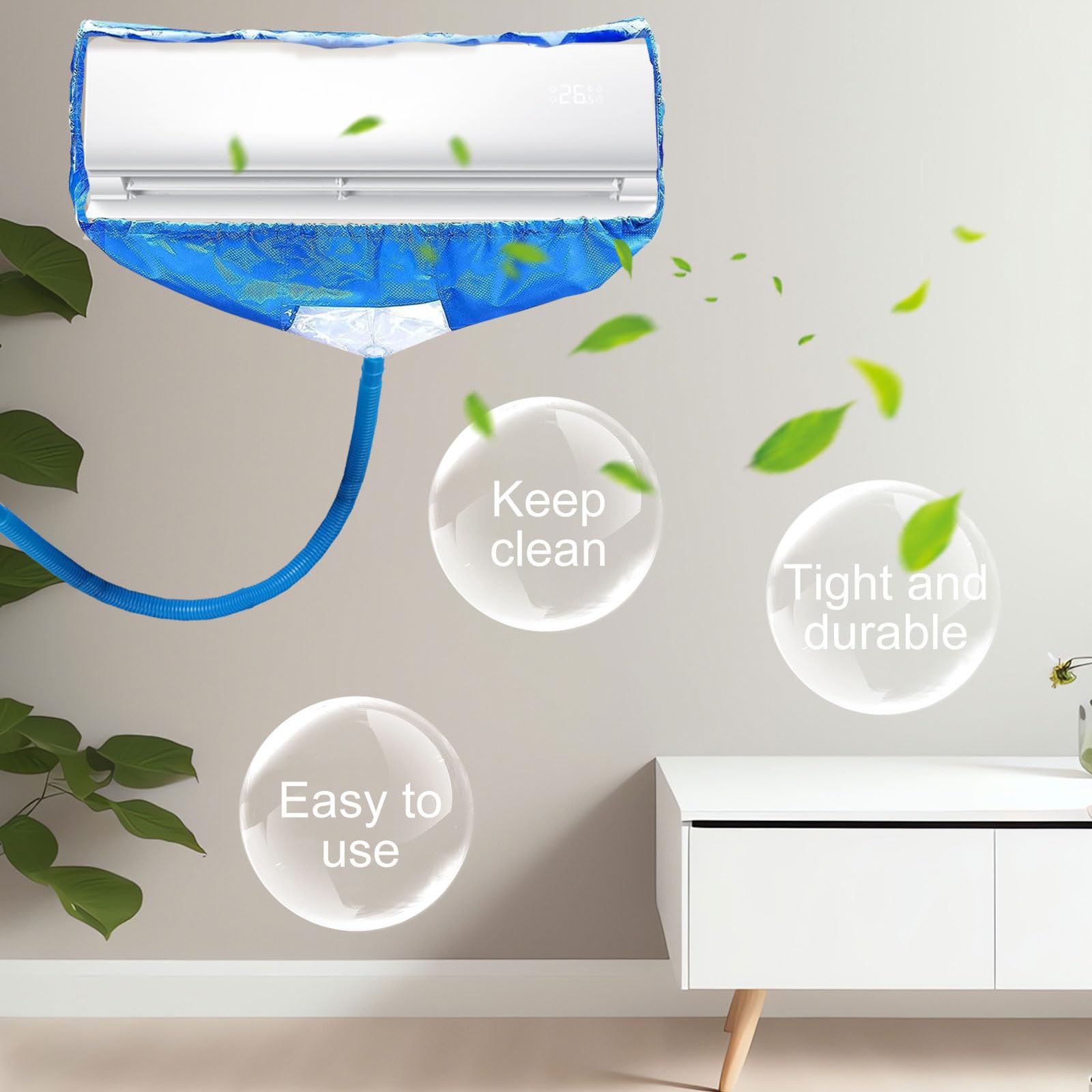 Kit de Nettoyage pour Climatiseur, Couverture Nettoyage Climatiseur Sac de Nettoyage de Climatisation Kit Nettoyage Climatisation Split Couvercle, pour Unités AC divisées