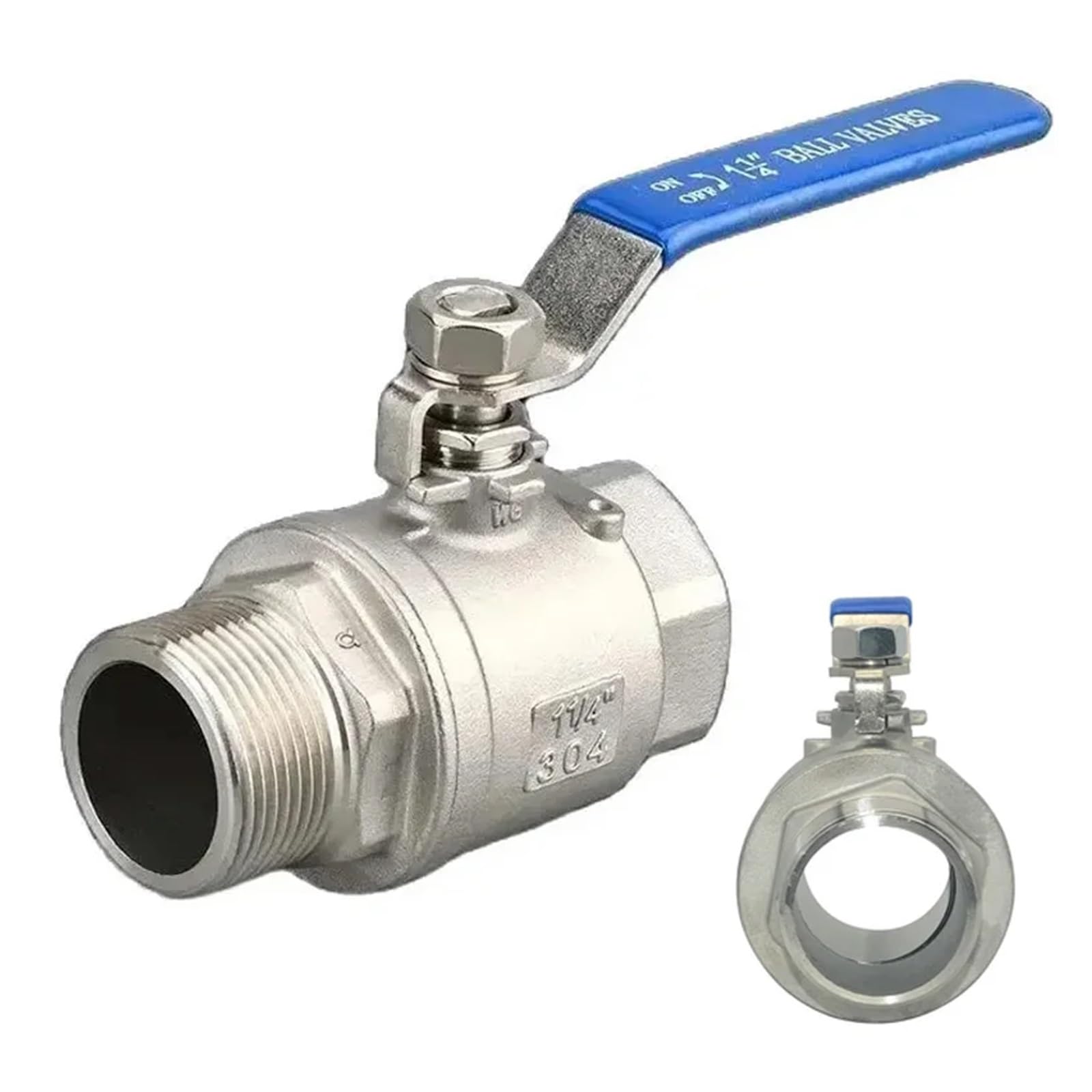 1 Uds 304 válvula de bola 2P acero inoxidable 1/4 3/8 1/2 "3/4" "2" adaptador instalación del interruptor aceite Gas agua rosca hembra y macho(2")
