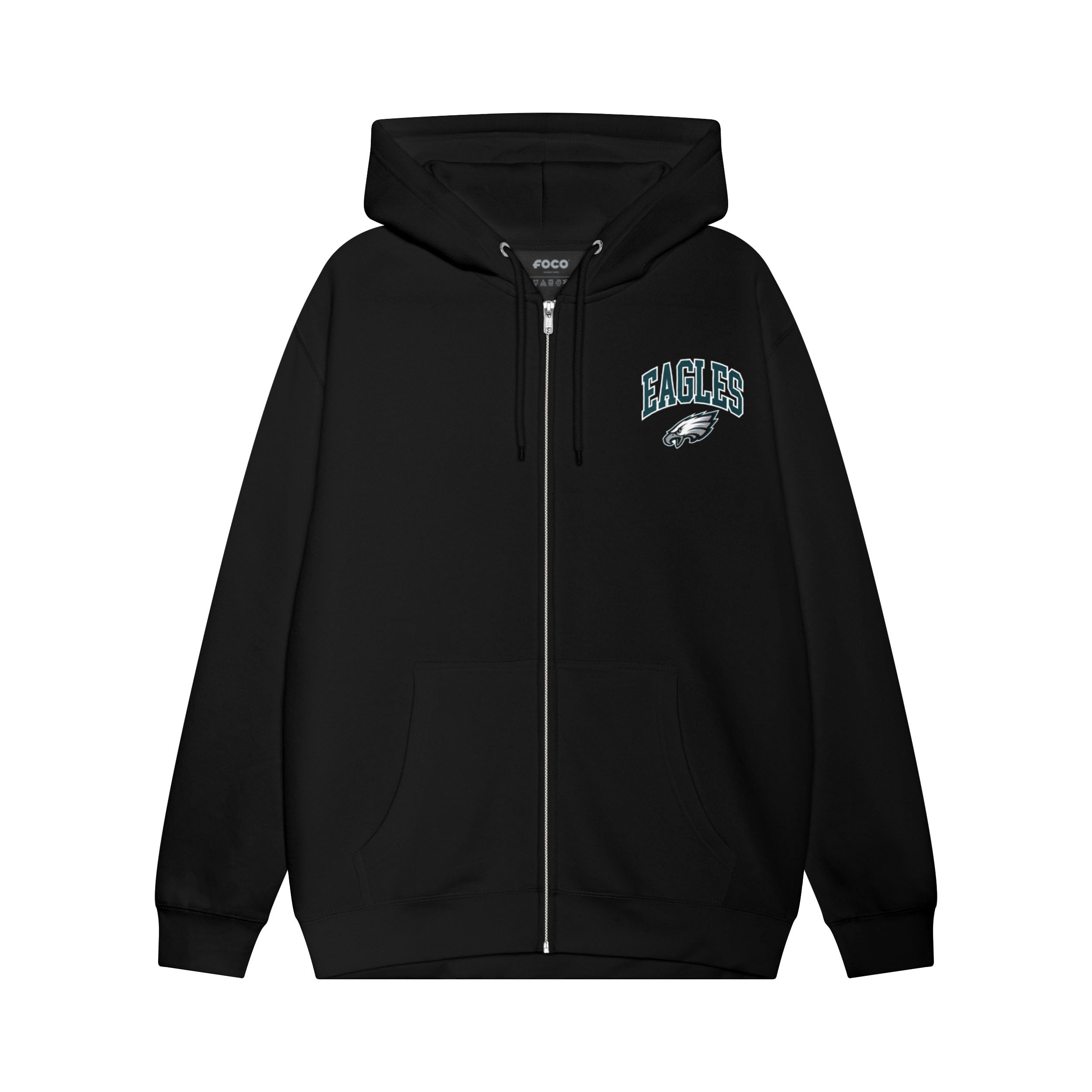 FOCO NFL Team Logo Arched Wordmark Zip Up Hoodie