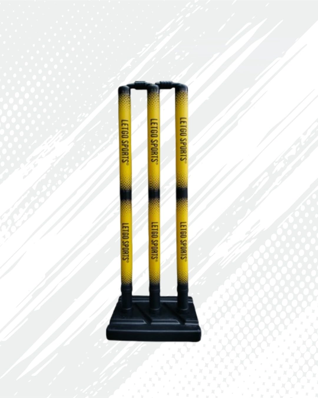 Sports Cricket Stumps Set, Yellow and Black, Plastic, with Base and Bails, Practice Training Equipment-image-20