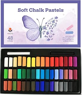 Soft Chalk Pastels Set Art Supplies for Artist, Kids, Adult, 48Colors Plus 2Sticks,Colored Chalk Non Toxic Dry Square Pastel for Painting, Hair Chalk Pastels