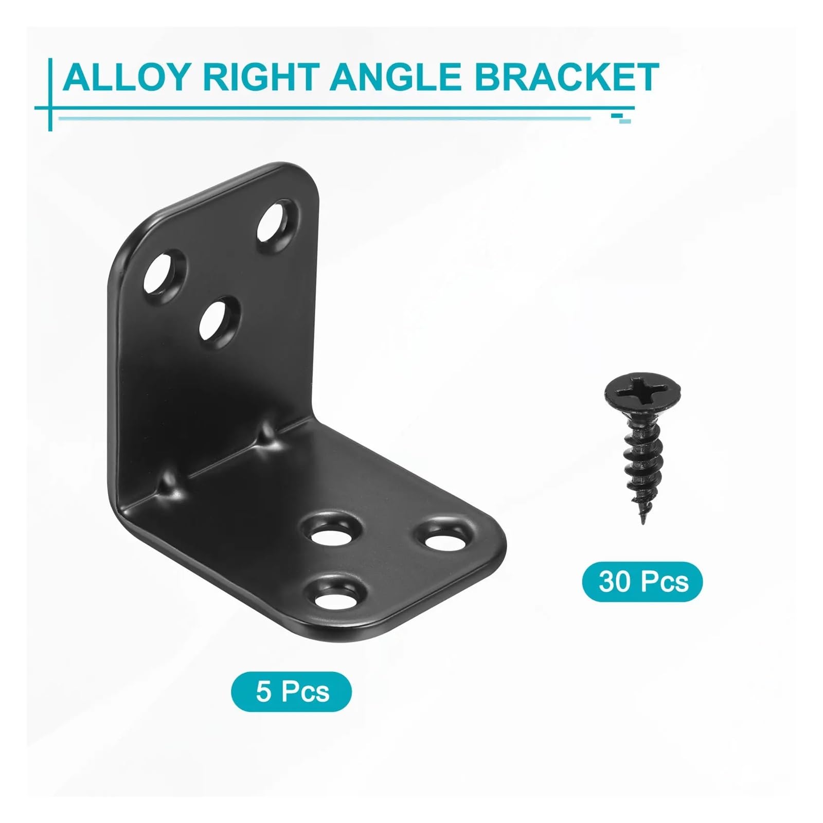 L Winkel Metall 5–50 Set L-Eckwinkel, Eckstrebe, Metallverbindung, rechtwinklige Klammern, Befestigungselement mit Schrauben for Holzregale, Schwarz(25x15x25mm 50 Set)