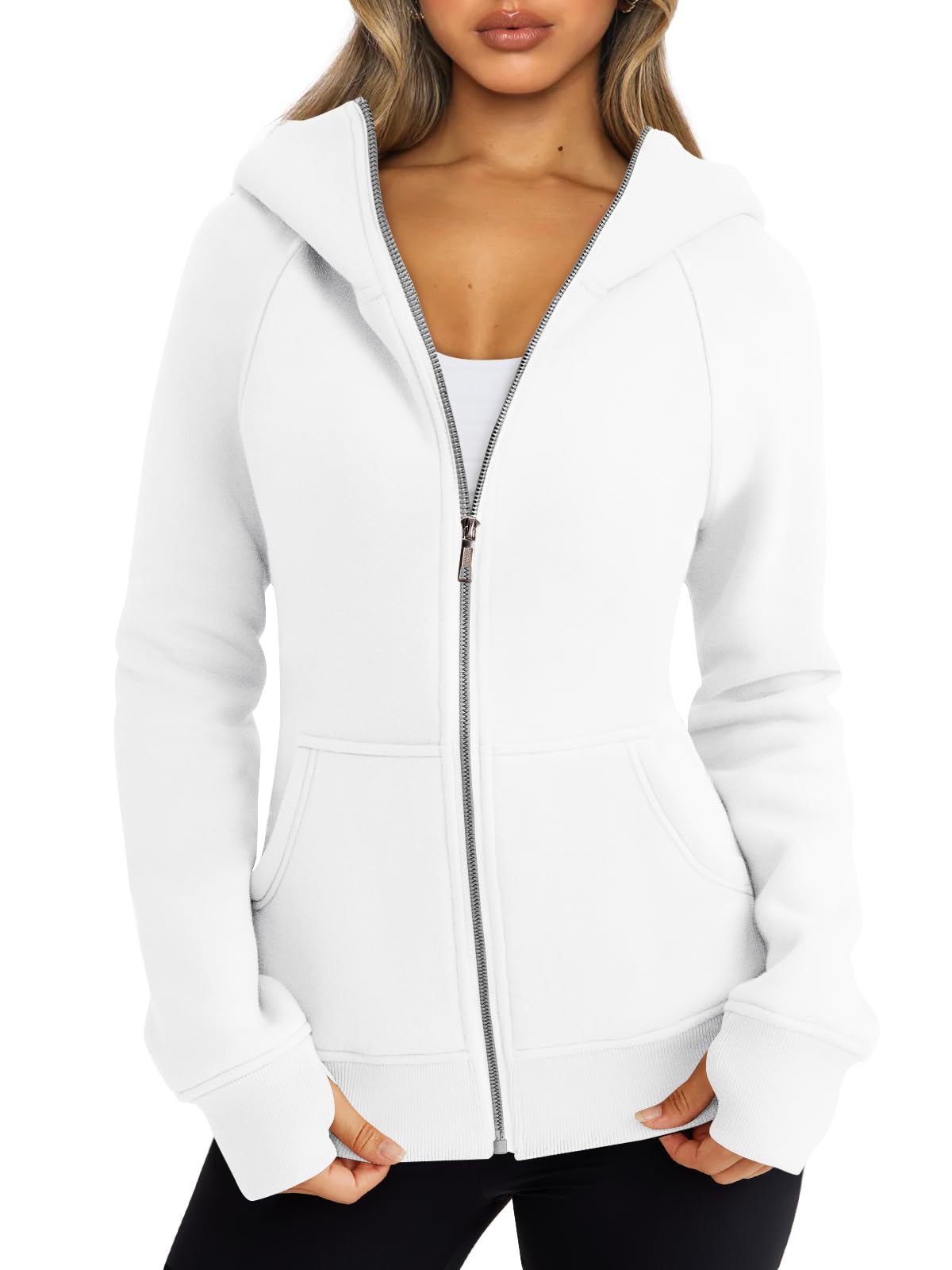 Trendy Queen Womens Zip Up Hoodies Fleece Jackets Sweatshirts Fall Outfits Sweaters With Pockets Winter Y2k Clothes