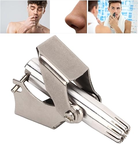 Miniatura 3 de Recortadora de vello de nariz para hombres, removedor manual de vello de nariz de acero inoxidable, 360 grados, cortador de pelo de nariz de 12