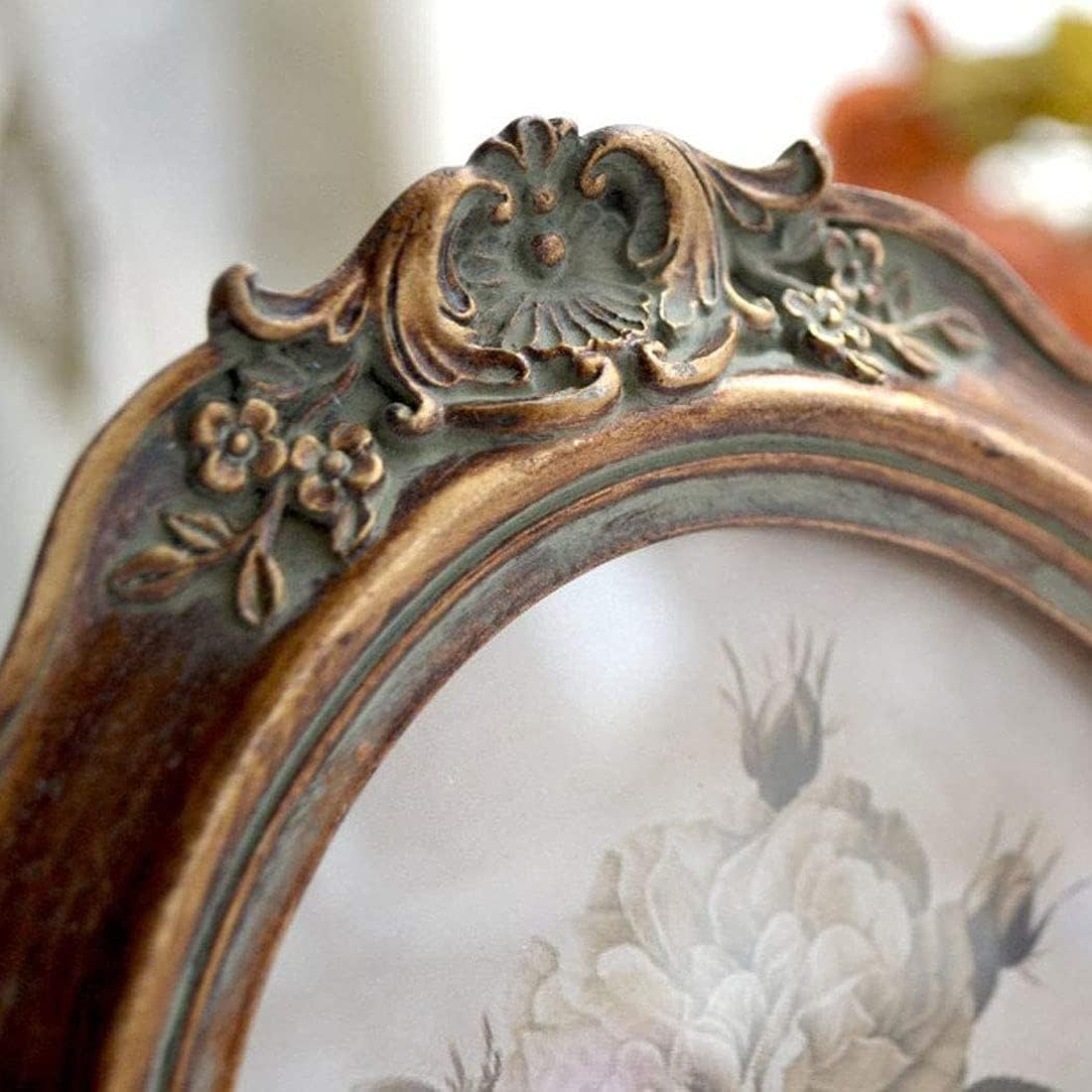 CISOO Vintage Oval Picture Frame 5x7 Antique Photo Frame Table Top Display and Wall Hanging Home Decor (Bronze Gold)