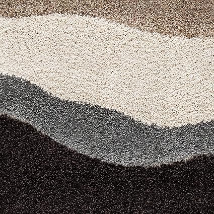 Image of Shaggy Rug for Bedroom Living Room 3X5 FEET Fluffy Plush Area Carpet with Non Slip Backing, Modern Cozy Floor Rug for Home Decor and Comfort (Coffee /Brown /Silver)