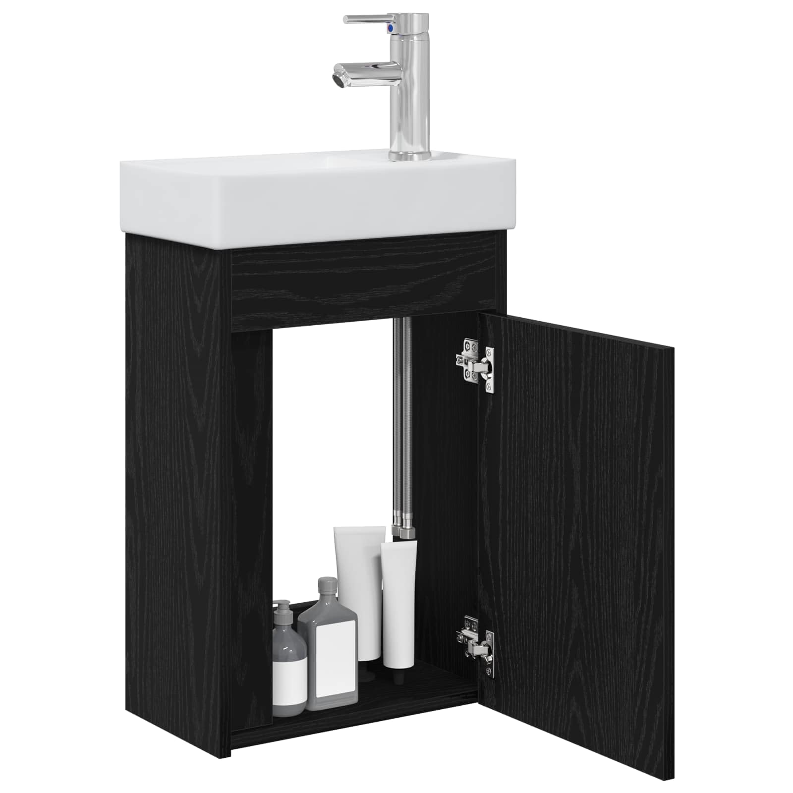 Lavabo con lavabo y grifo, 40,5 cm, roble negro