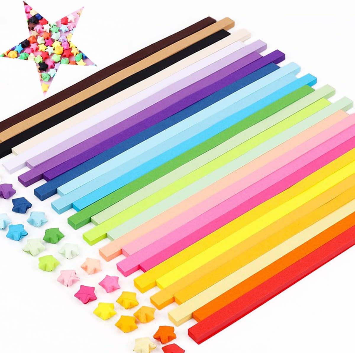 BelleVive Origami Papiersterne - 2060 Blatt Sternpapier In 27 Farben Für Bastelprojekte