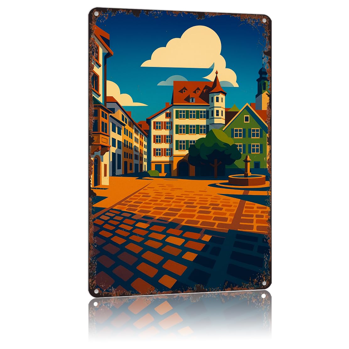 peiyeety Vintage Tin Sign St. Gallen Switzerland Poster Funny Metal Sign Aluminum 8x12inch For Bathroom Bedroom Living Room Wall Decor
