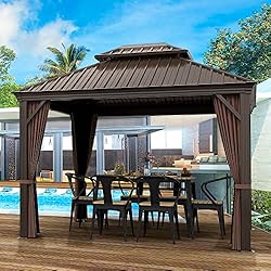 HAPPATIO 10' x 12' Hardtop Gazebo, Outdoor Aluminum Gazebo with
