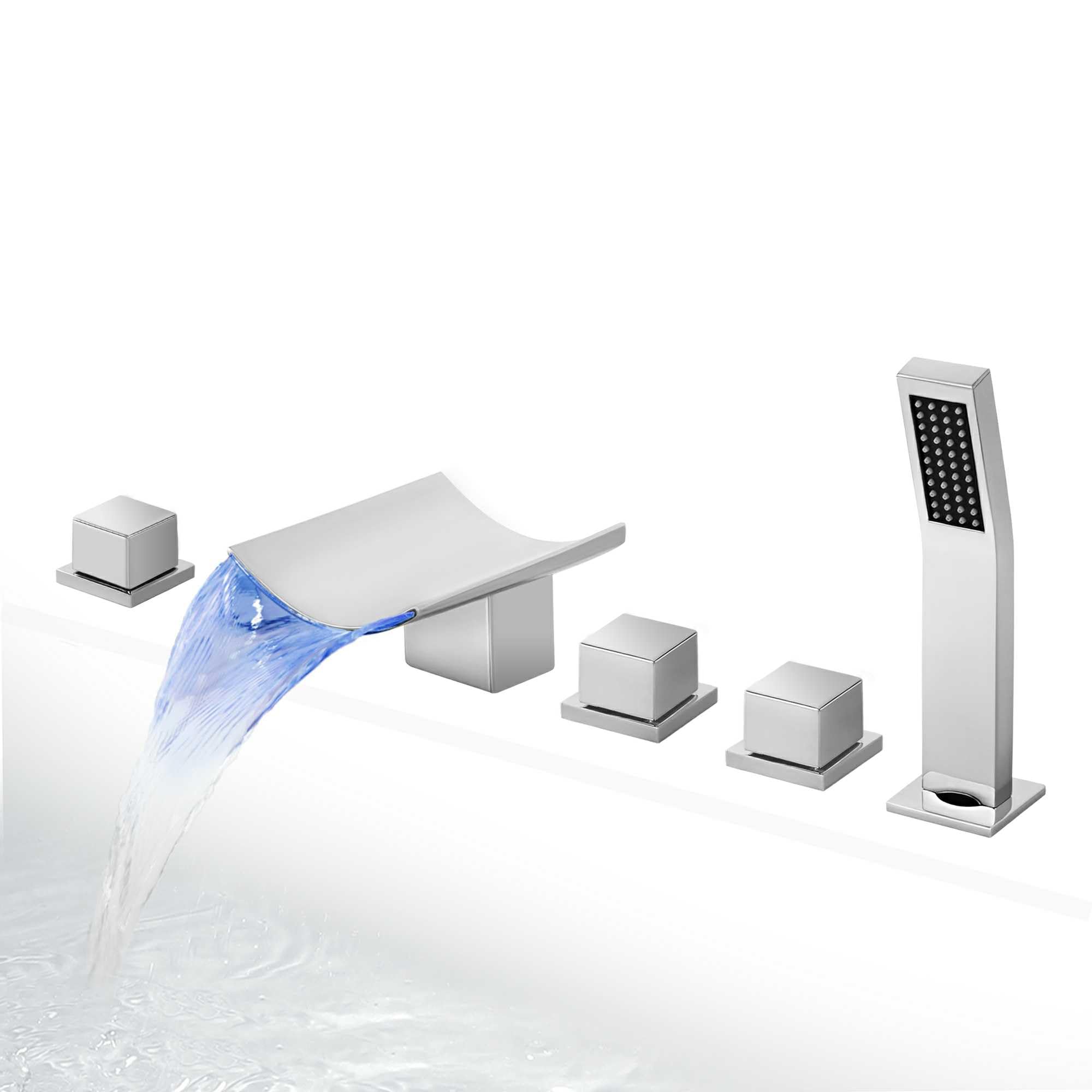 Robinet de baignoire cascade anti calcaire à douchette LED Dr Faucet