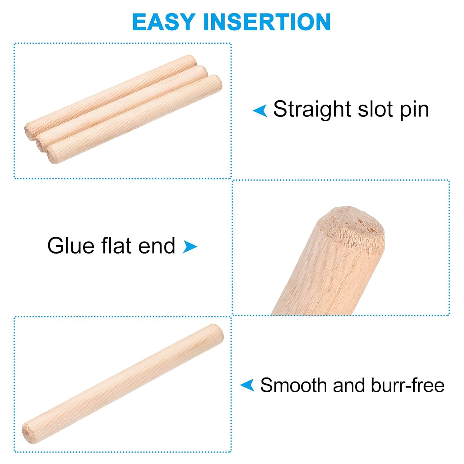 PATIKIL 1/2 Wooden Dowel Pins, 212 Pcs M12x120mm Wood Dowel Pins Hardwood Pegs Fluted Groove Easy Insertion for Crafts Furniture Door Art