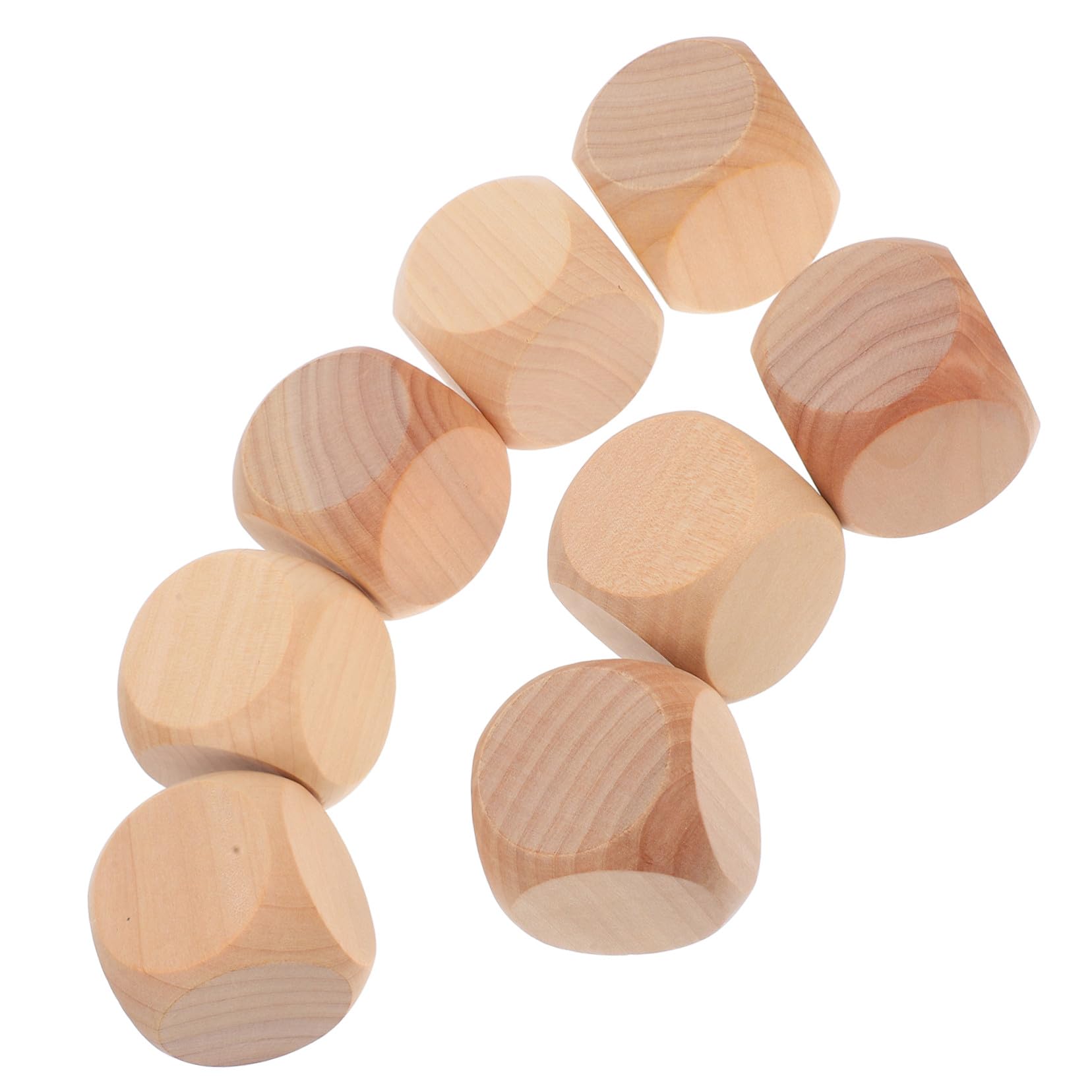 WOONEKY Dés Vierges en Bois 50mm, Lot de 8, Cubes à Six Faces