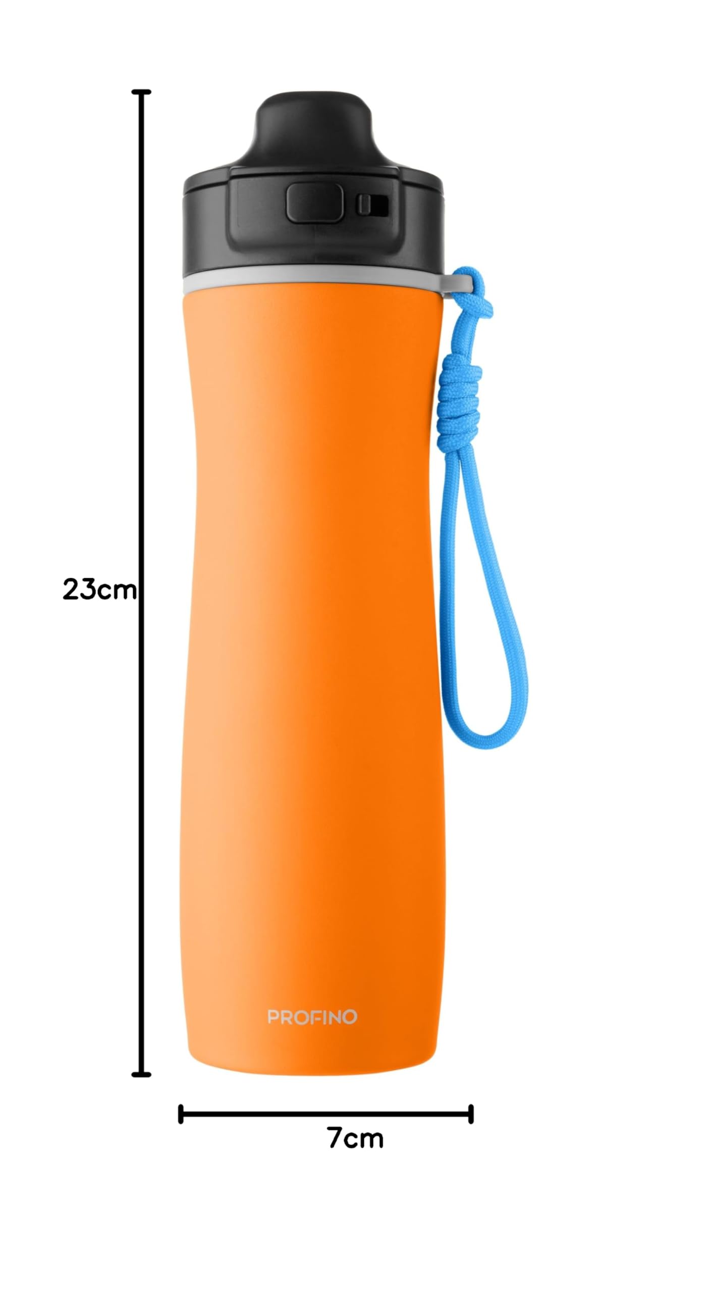 Borraccia isolata attiva, in acciaio inox, 625 ml, arancione, con flip-cap, per bere una sola mano, a prova di perdite, calda 6 ore, in acciaio riciclato, con nastro, per attività all'aperto e