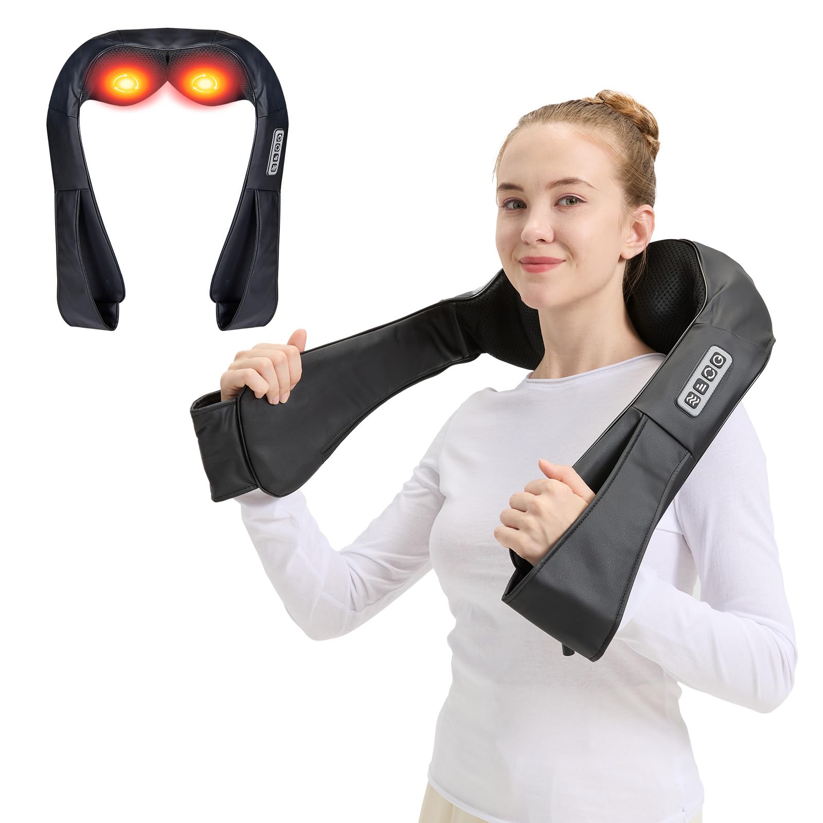 LAOBEN Massagegerät von tiefem Gewebe Shiatsu Nackenmassagegerät mit Thermostatfunktion Elektrisch Massagegeräte für Nacken Schulter Rücken Muskel Schmerzlinderung zu Hause Büro und Auto