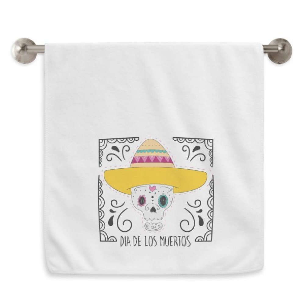 Serviette crâne mexicain Dia de los Muertos blanche 13x29 pouces de toilette
