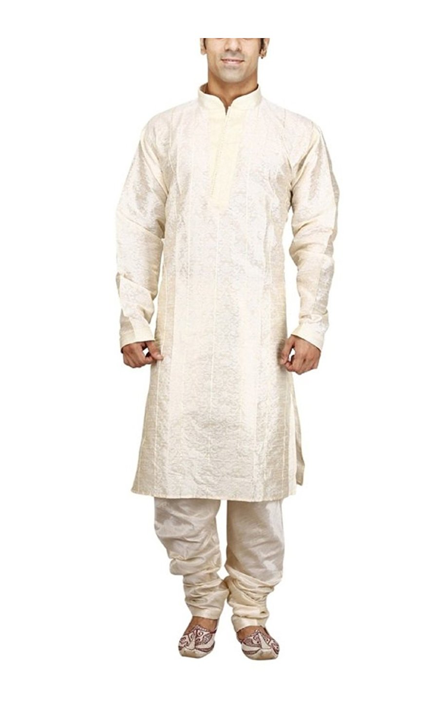 royal kurta Men's Gold Jacquard Pintex Sherwani-picture-22
