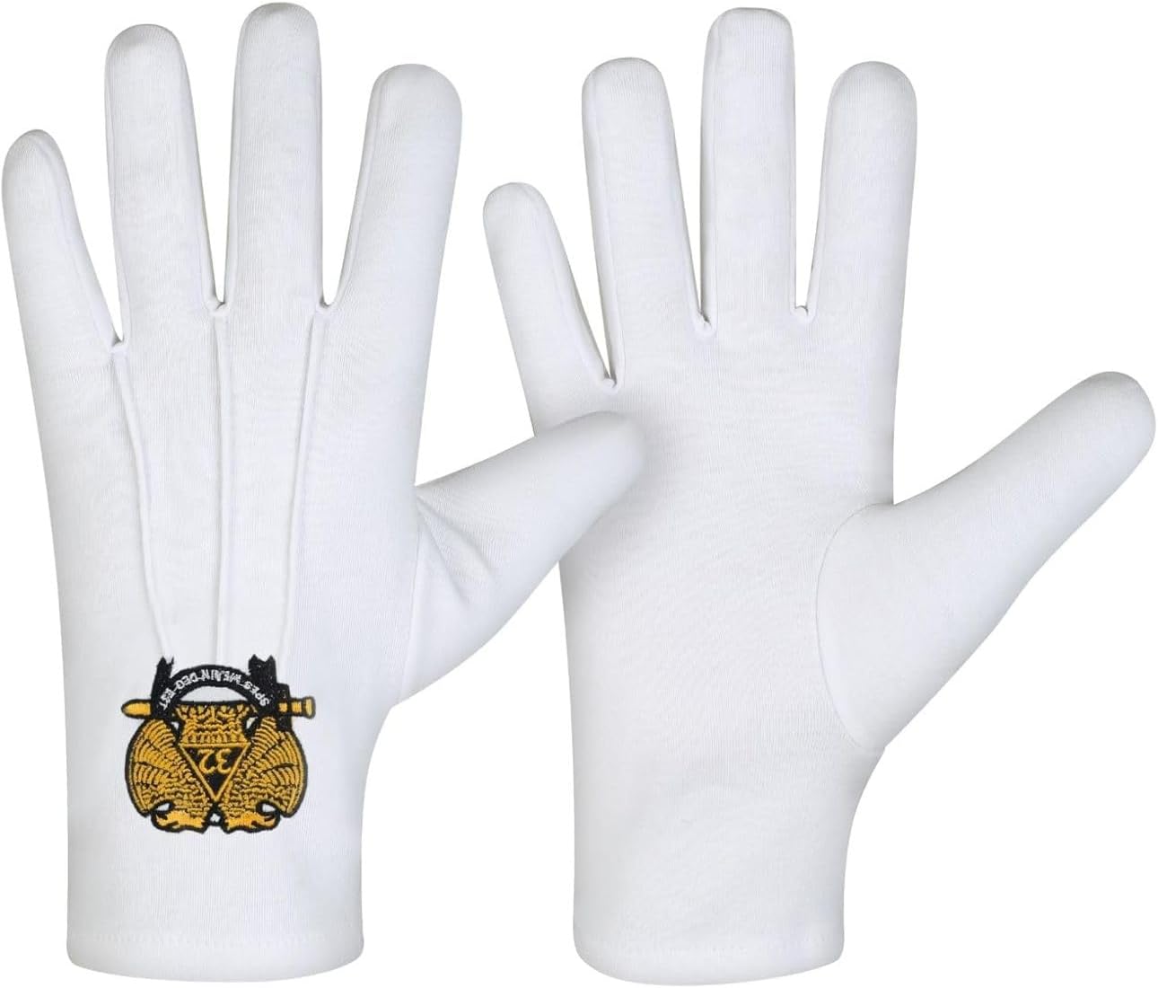 Bulk OES Regalia Gloves – 12 Pairs White 100% Cotton | Large Fit, Stitched OES Star Patch, Triple-Line Front Design | Eastern Star Ceremonial Gloves