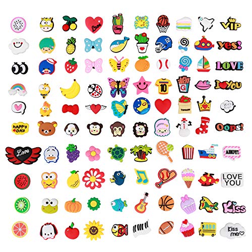 PUTING 100pcs Different Shoes Charms for Clog Shoes Wristband Bracelet Party Supplies