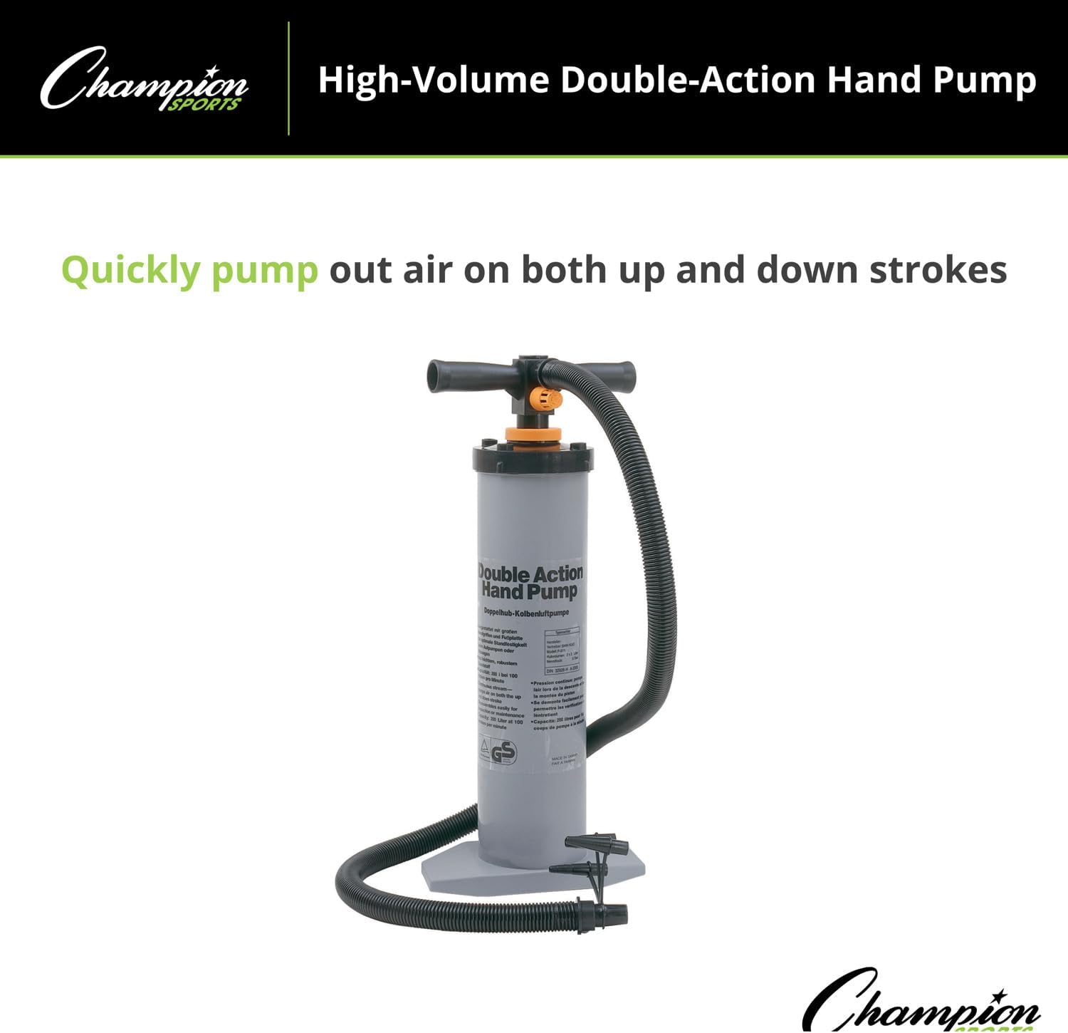 Champion Sports High Volume Air Pump, Dark Gray, One Size, Model: P50