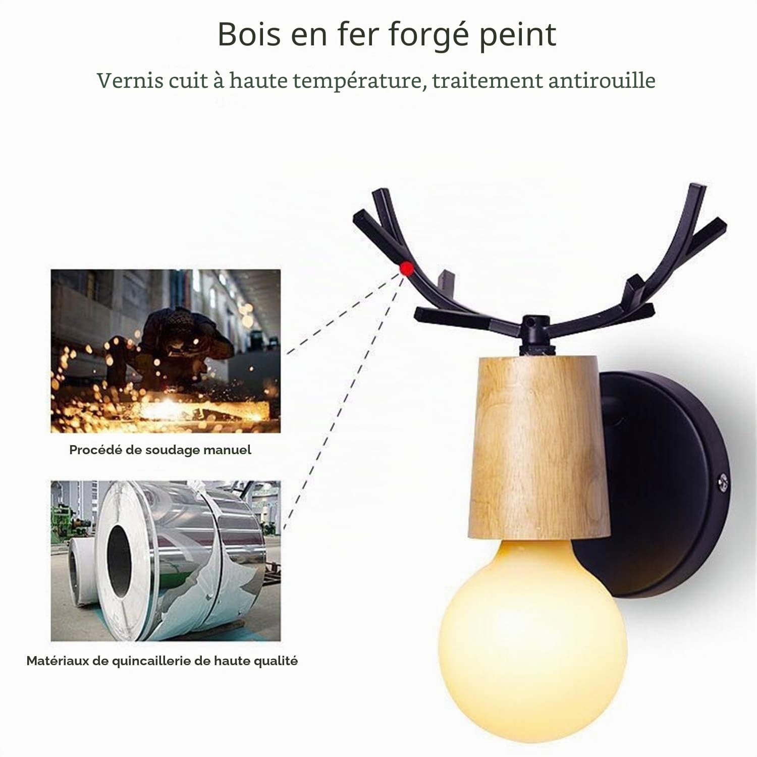 E27 Applique Murale Luminaire Lampe Murale Enfant Deco Noel Créatif Antlers Cerf Forme Luminaires lampe Pour Chambre, Salon,Couloir, Escaliers.