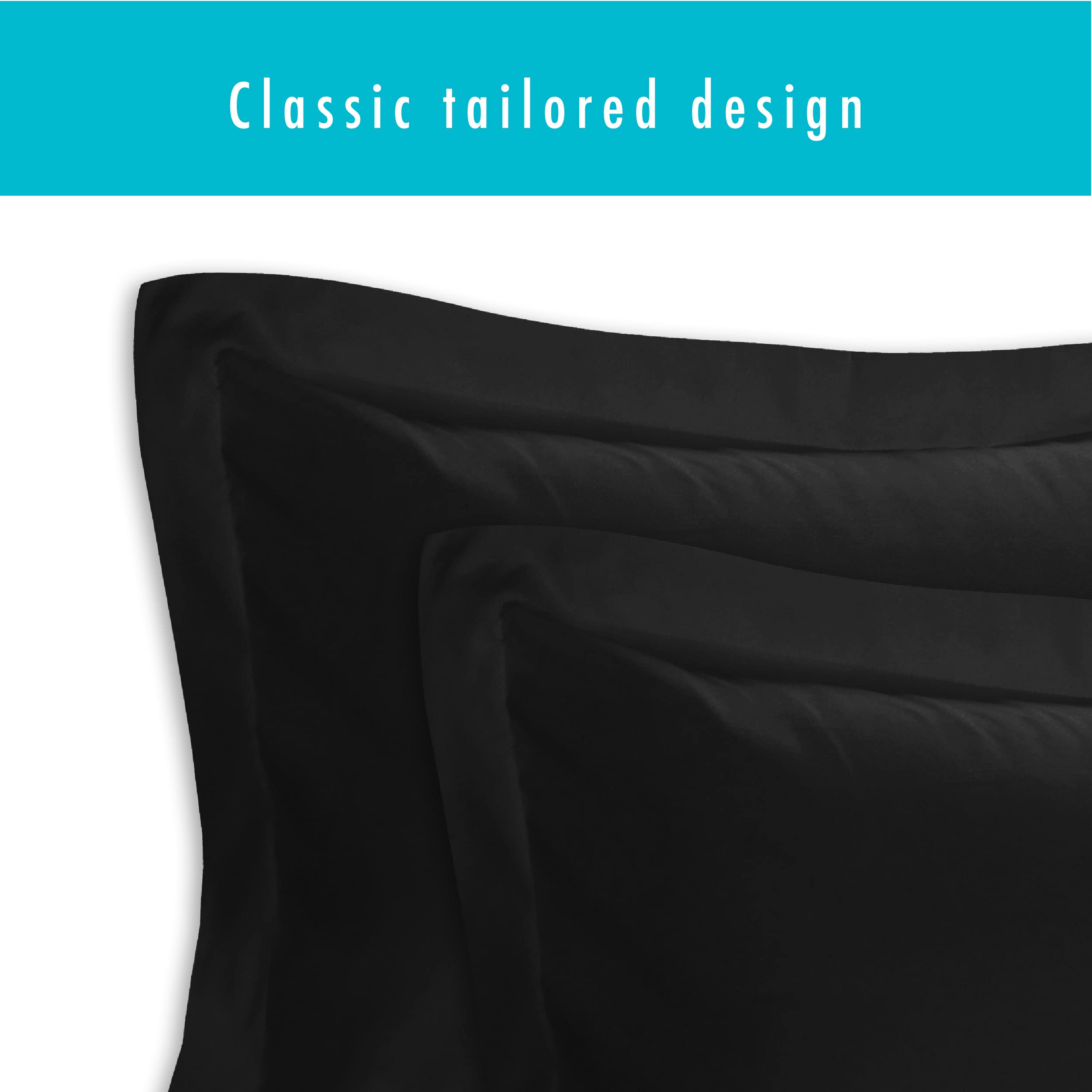 FRESH IDEAS Poplin Tailored 2-Pack Pillow Sham, Standard, Black, Model: FRE20102BLAC07, 66 x 51 cm (Pack of 1) - Image 4