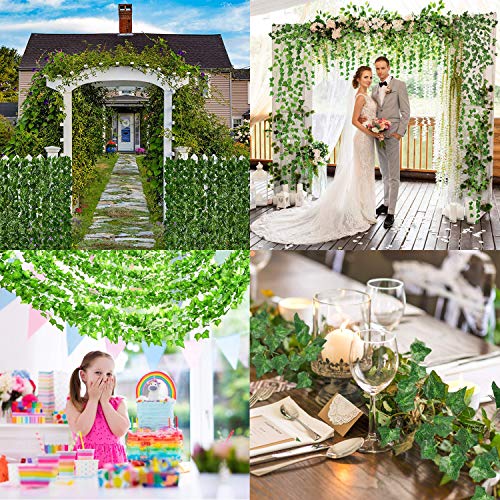 Xihy Artificial Ivy Vines Garland For Decoration 48 Strands 333Ft,Fake Ivy Vines Greenery Leaf For Room Decor Wedding Party Home Garden Wall Vines Fake Hanging Plants Leaves (Grape Vines) #TOP5
