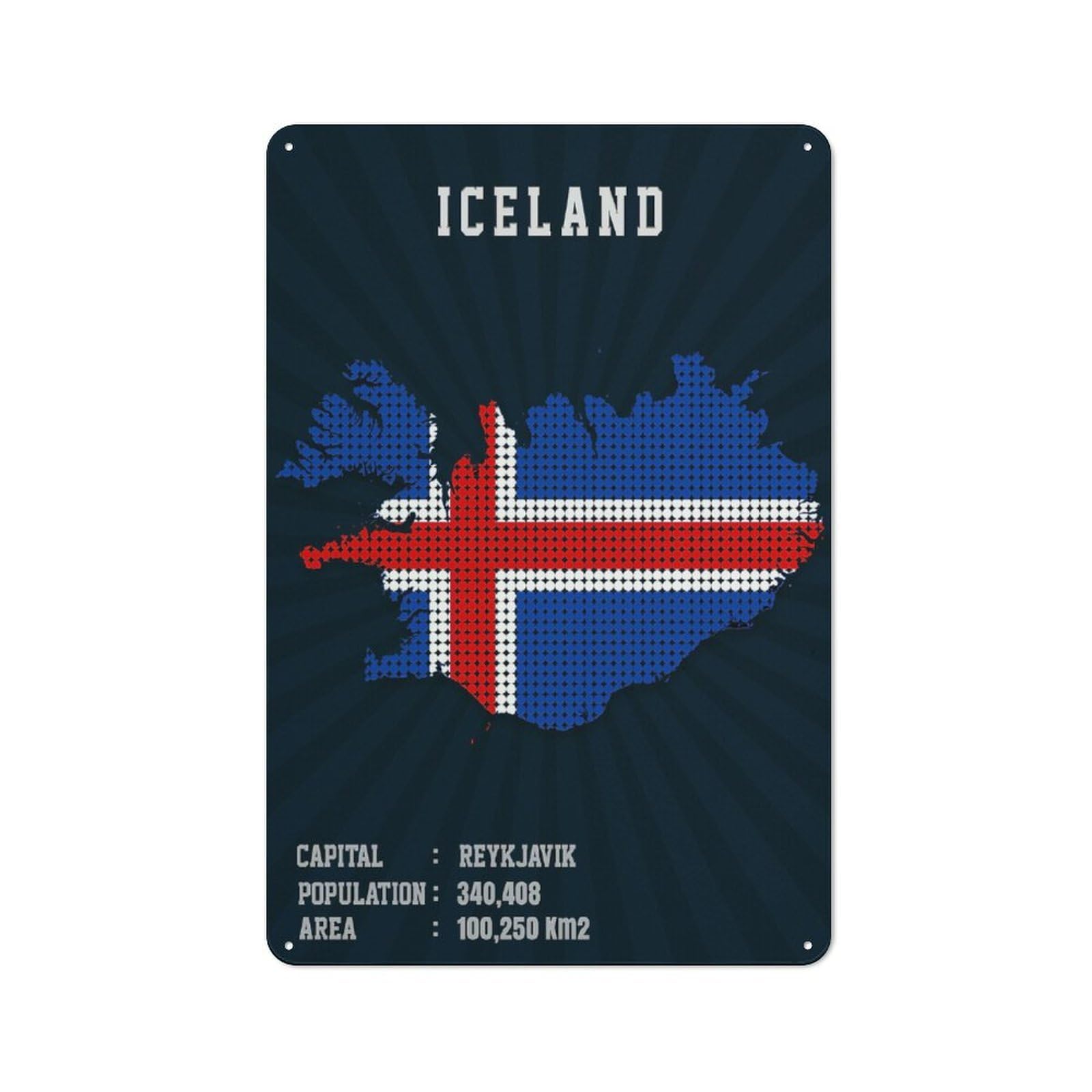 Iceland Map Rustic Metal Wall Decor 30x20cm, Rustic Metal Sign for Farmhouse Kitchen, Pantry Or Dining Area