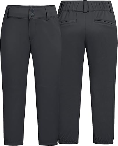 Miniatura 2 de QBK 2T-13Years - Pantalones de sóftbol para niñas, pantalones de práctica de béisbol para niños y jóvenes, pantalones de béisbol para niños pequeños