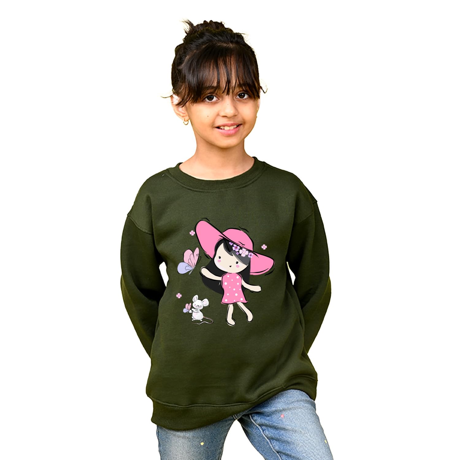 Nusyl Girl's Cute Girl Printed Crew/Round Neck Sweatshirt | Skin Friendly Oversized Full Sleeve Sweatshirt | Pullover Crew Neck Sweatshirt | Baggy Fit | Drop Shoulder Loose Fit Sweatshirt-picture-32
