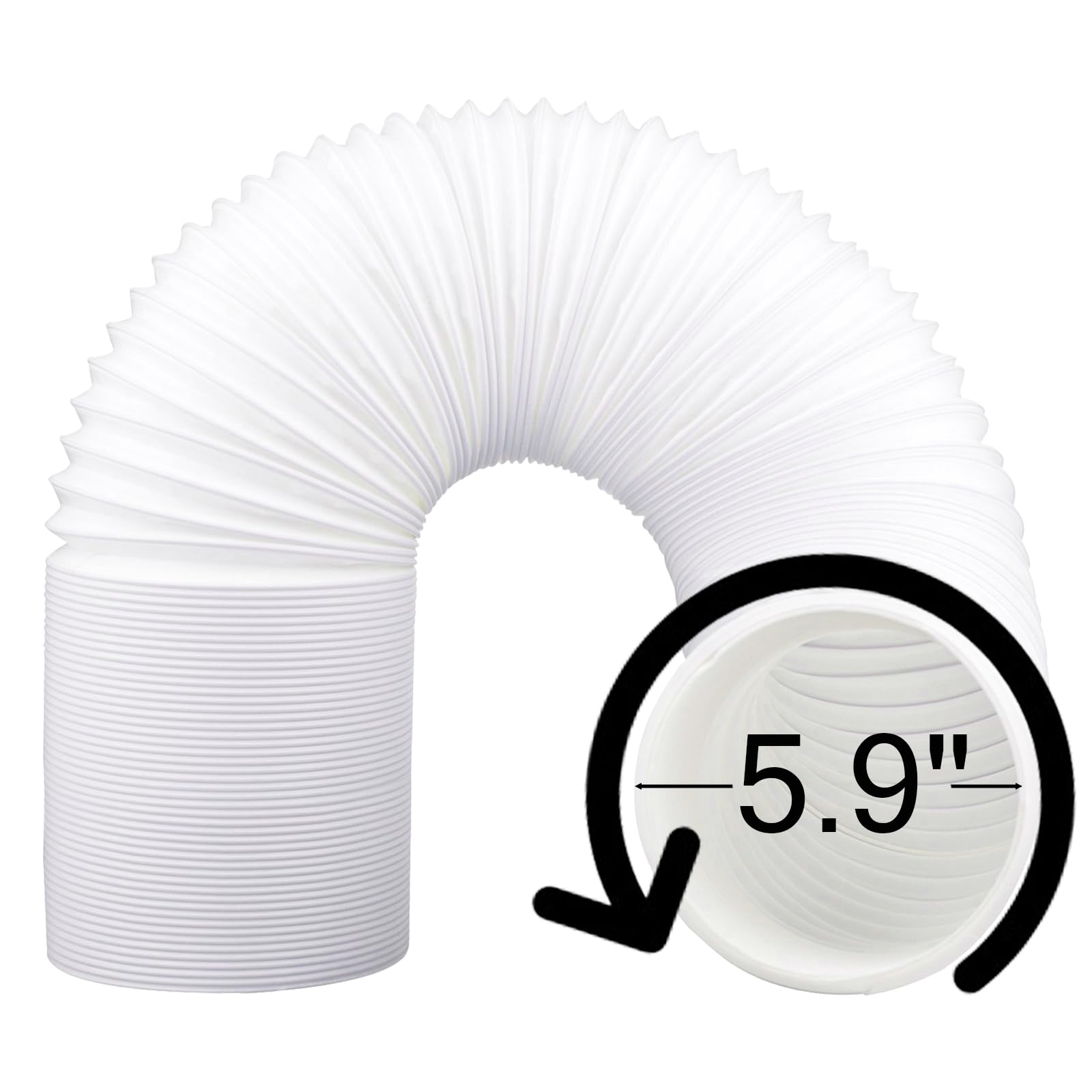 Manguera de aire acondicionado portátil – 5.9 pulgadas de diámetro, rosca en sentido contrario a las agujas del reloj y longitud de hasta 80 pulgadas – Manguera de escape para ventilación de 2