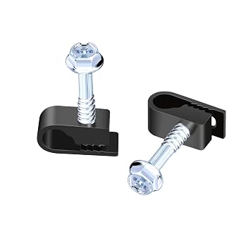 Cable Clips with Screws Fastener 1/4 Inch 6 mm - All Weather Wire Clips for Coaxial, Ethernet,Electrical Cables,Brick/Stucco Siding Clips, UV-Resistant for Outdoor Wall Mount,100 Pack,Black